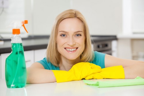 Carpet cleaning team assessing a service issue carefully